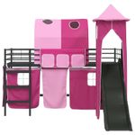 Casa si Gradina - Mobilier - Paturi si accesorii - Paturi - Cadru de pat inalt pentru copii cu perdele, arc, tobogan, turn - Infinity.ro