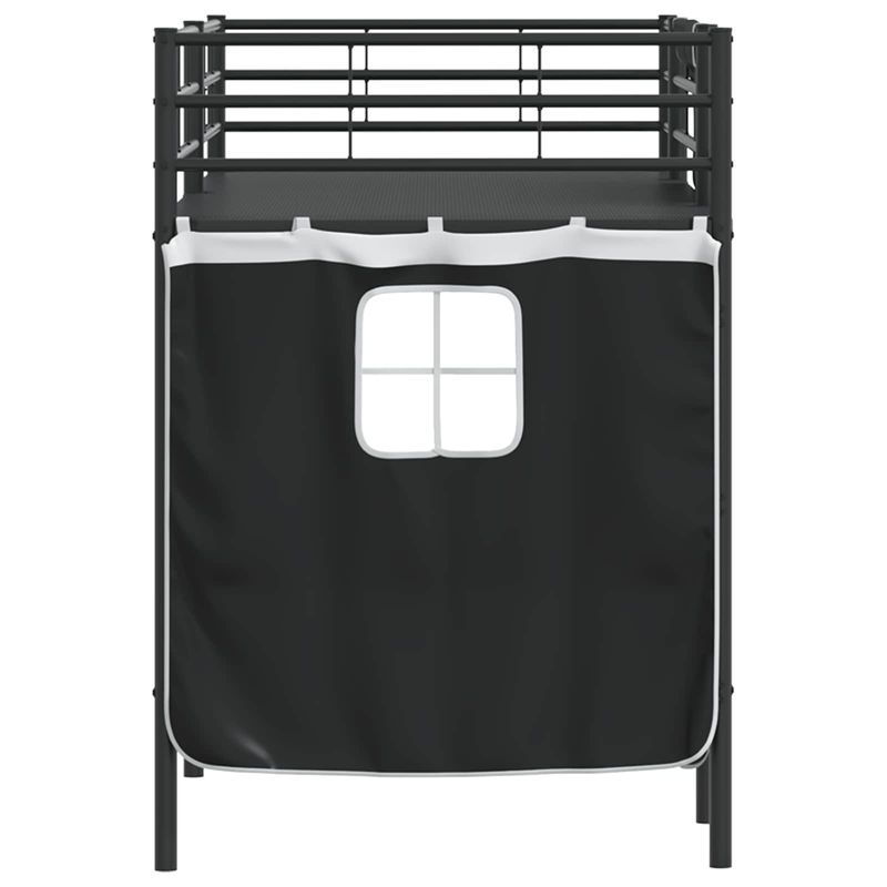Casa si Gradina - Mobilier - Paturi si accesorii - Paturi - Cadru de Pat Pe Doua Niveluri pentru Copii cu Cortine Negru - Infinity.ro