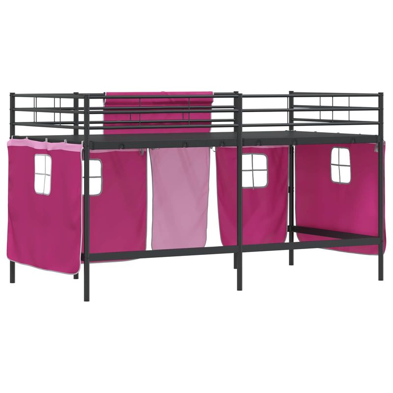 Casa si Gradina - Mobilier - Paturi si accesorii - Paturi - Cadru de Pat Pe Doua Niveluri pentru Copii cu Cortine - Infinity.ro