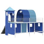Casa si Gradina - Mobilier - Paturi si accesorii - Paturi - Cadru de pat inalt pentru copii cu perdele, arc, tobogan, turn - Infinity.ro