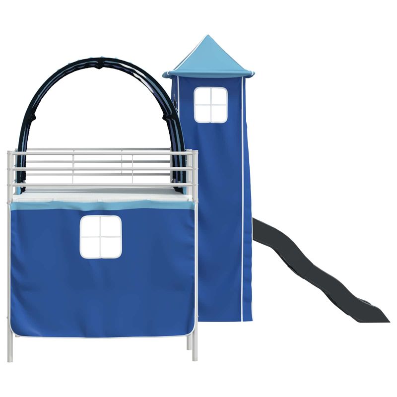 Casa si Gradina - Mobilier - Paturi si accesorii - Paturi - Cadru de pat inalt pentru copii cu perdele, arc, tobogan, turn - Infinity.ro