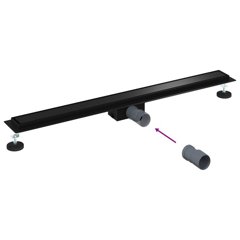 Casa si Gradina - Sanitare - Instalatii hidro - Tevi - 2 in 1 Drenaj pentru dus Negru 100 cm Otel inoxidabil 304 - Infinity.ro