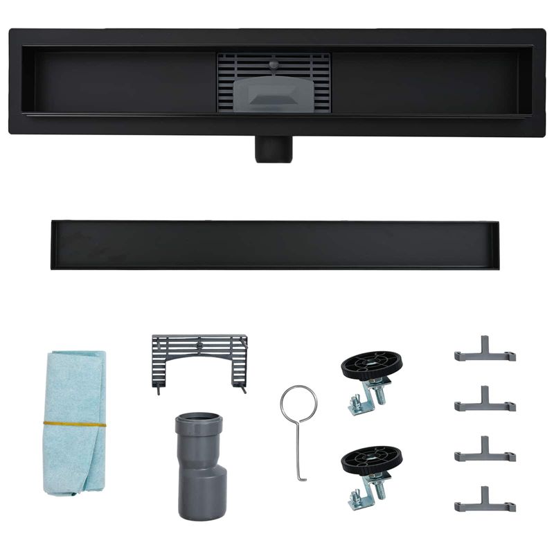 Casa si Gradina - Constructii - Materiale constructii - Sisteme de scurgere - 2 in 1 Drenaj pentru dus Negru 50 cm Otel inoxidabil 304 - Infinity.ro