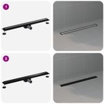 Casa si Gradina - Sanitare - Instalatii hidro - Tevi - 2 in 1 Drenaj pentru dus Negru 100 cm Otel inoxidabil 304 - Infinity.ro