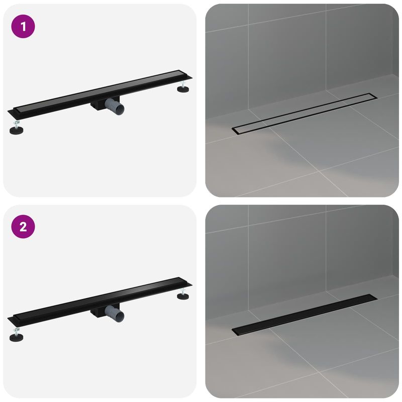 Casa si Gradina - Sanitare - Instalatii hidro - Tevi - 2 in 1 Drenaj pentru dus Negru 100 cm Otel inoxidabil 304 - Infinity.ro