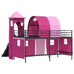 Casa si Gradina - Mobilier - Paturi si accesorii - Paturi - Cadru de pat inalt pentru copii cu perdele, arc, tobogan, turn - Infinity.ro