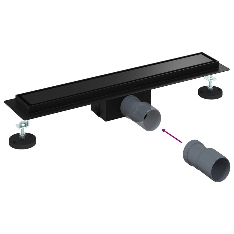 Casa si Gradina - Constructii - Materiale constructii - Sisteme de scurgere - 2 in 1 Drenaj pentru dus Negru 50 cm Otel inoxidabil 304 - Infinity.ro