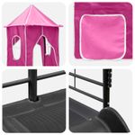 Casa si Gradina - Mobilier - Paturi si accesorii - Paturi - Cadru de pat inalt pentru copii cu perdele, arc, tobogan, turn - Infinity.ro