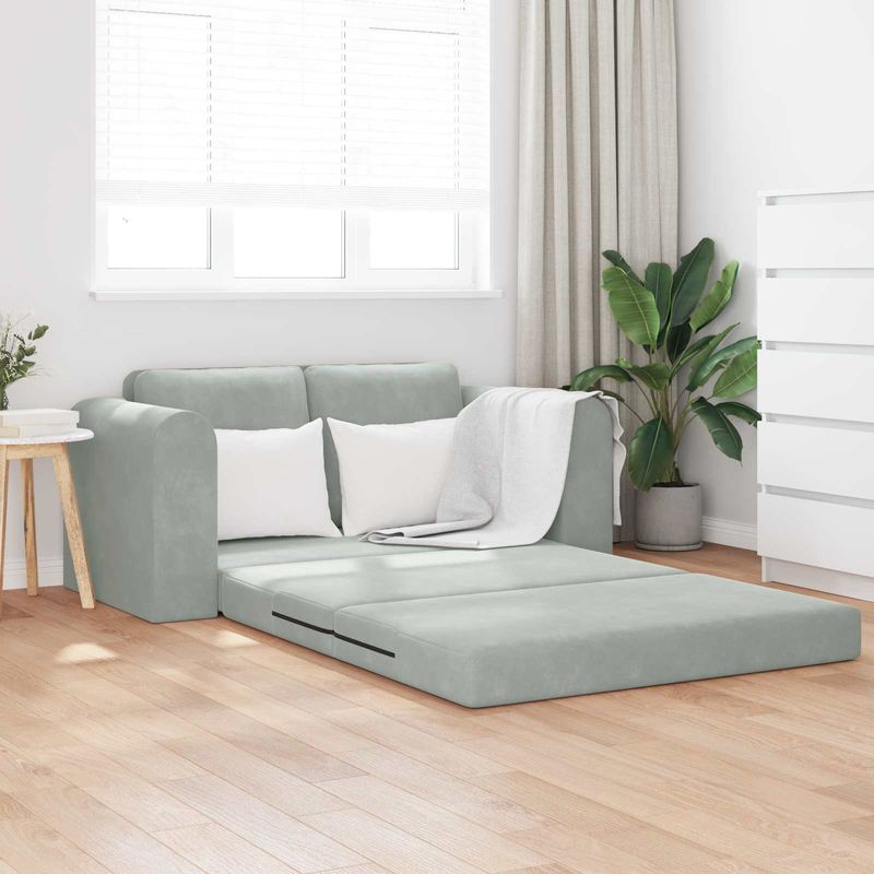 Casa si Gradina - Mobilier - Canapele si coltare - Canapele - Canapea Plianta cu Pat Gri deschis 148 x 71 x 83 cm Catifea - Infinity.ro