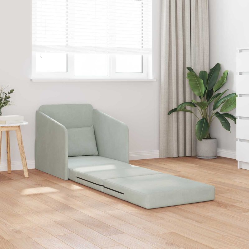 Casa si Gradina - Mobilier - Canapele si coltare - Canapele - Canapea Plianta cu Pat Gri deschis 65 x 80 x 83 cm Catifea - Infinity.ro