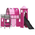 Casa si Gradina - Mobilier - Paturi si accesorii - Paturi - Cadru de pat inalt pentru copii cu perdele, arc, tobogan, turn - Infinity.ro