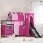 Casa si Gradina - Mobilier - Paturi si accesorii - Paturi - Cadru de pat inalt pentru copii cu perdele, arc, tobogan, turn - Infinity.ro