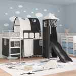 Casa si Gradina - Mobilier - Paturi si accesorii - Paturi - Cadru de pat inalt pentru copii cu perdele, arc, tobogan, turn - Infinity.ro