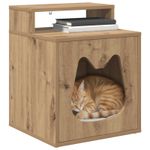 Petshop - Accesorii petshop - Culcusuri si custi - Custi interior si exterior - Casa pentru pisici Stejar artizanal 42,5 x 40 x 53,5 cm - Infinity.ro