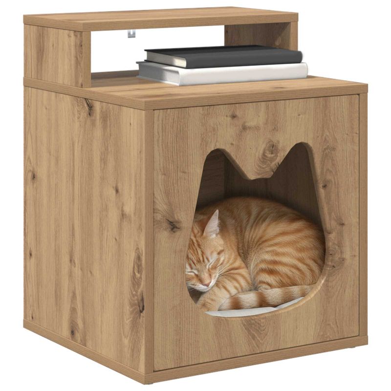 Petshop - Accesorii petshop - Culcusuri si custi - Custi interior si exterior - Casa pentru pisici Stejar artizanal 42,5 x 40 x 53,5 cm - Infinity.ro