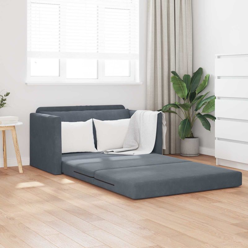 Casa si Gradina - Mobilier - Canapele si coltare - Canapele - Canapea Plianta cu Pat Gri inchis 124 x 71 x 78 cm Catifea - Infinity.ro