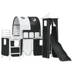 Casa si Gradina - Mobilier - Paturi si accesorii - Paturi - Cadru de pat inalt pentru copii cu perdele, arc, tobogan, turn - Infinity.ro