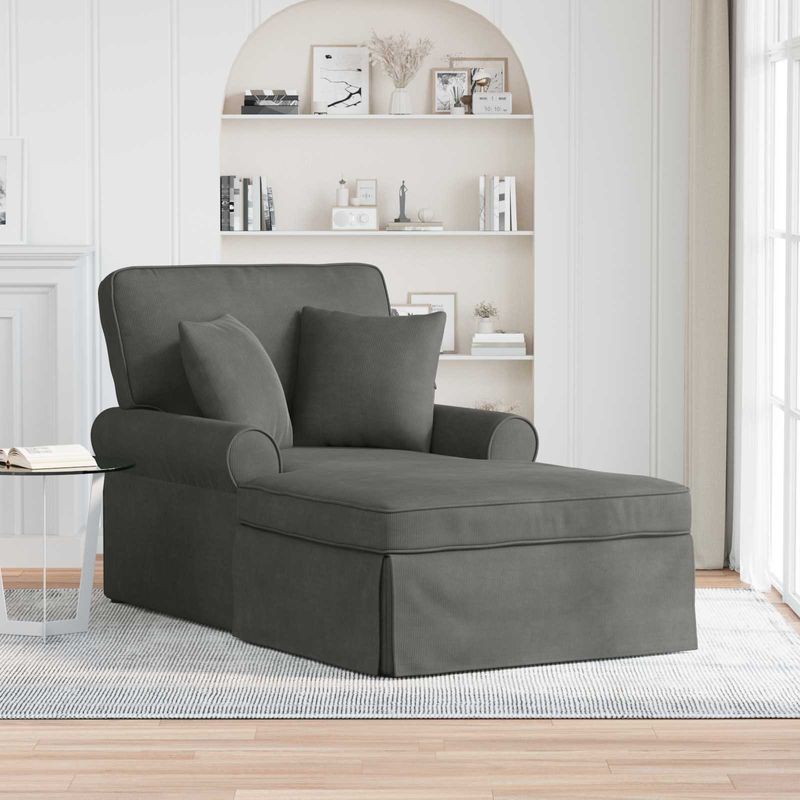 Casa si Gradina - Mobilier - Scaune si fotolii - Fotolii - Fotoliu cu fusta cu perna Gri inchis 91 x 157 x 91 cm - Infinity.ro