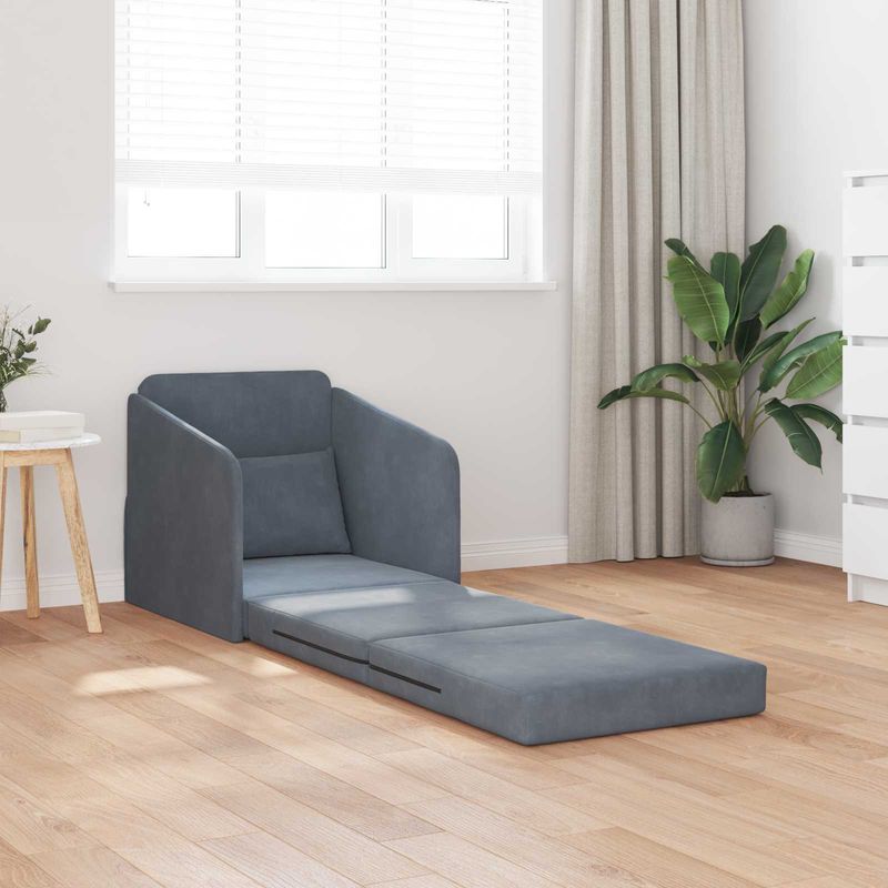 Casa si Gradina - Mobilier - Canapele si coltare - Canapele - Canapea Plianta cu Pat Gri inchis 65 x 80 x 83 cm Catifea - Infinity.ro