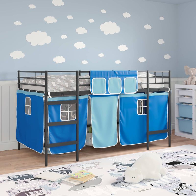 Casa si Gradina - Mobilier - Paturi si accesorii - Paturi - Cadru de Pat Pe Doua Niveluri pentru Copii cu Cortine - Infinity.ro