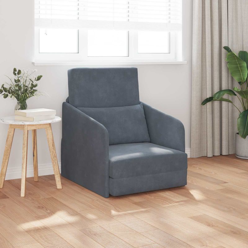 Casa si Gradina - Mobilier - Canapele si coltare - Canapele - Canapea Plianta cu Pat Gri inchis 65 x 80 x 83 cm Catifea - Infinity.ro