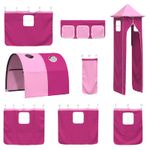 Casa si Gradina - Mobilier - Paturi si accesorii - Paturi - Cadru de pat inalt pentru copii cu perdele, arc, tobogan, turn - Infinity.ro