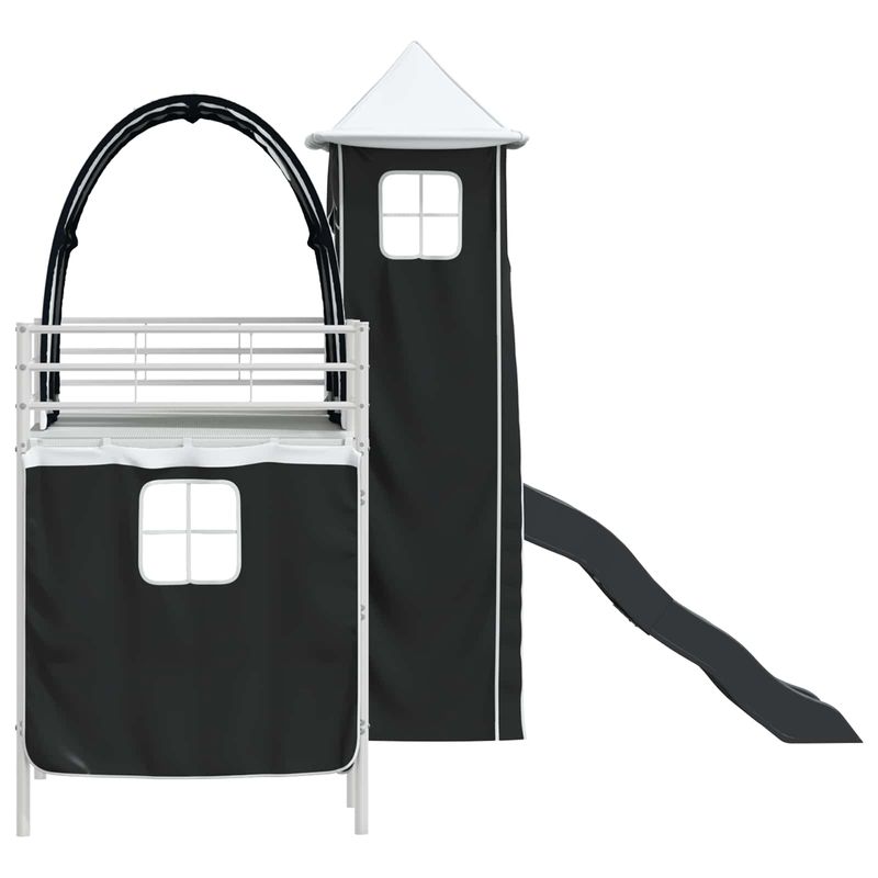 Casa si Gradina - Mobilier - Paturi si accesorii - Paturi - Cadru de pat inalt pentru copii cu perdele, arc, tobogan, turn - Infinity.ro