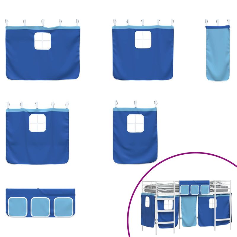 Casa si Gradina - Mobilier - Paturi si accesorii - Paturi - Cadru de Pat Pe Doua Niveluri pentru Copii cu Cortine - Infinity.ro