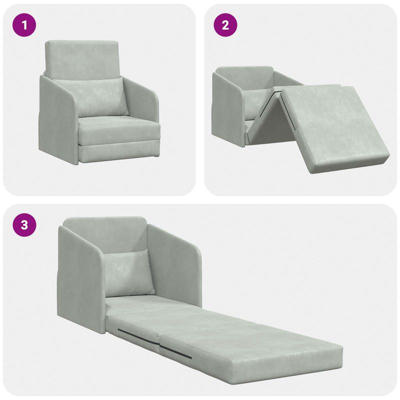 Casa si Gradina - Mobilier - Canapele si coltare - Canapele - Canapea Plianta cu Pat Gri deschis 65 x 80 x 83 cm Catifea - Infinity.ro