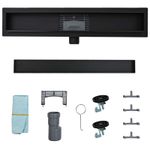 Casa si Gradina - Constructii - Materiale constructii - Sisteme de scurgere - 2 in 1 Drenaj pentru dus Negru 60 cm Otel inoxidabil 304 - Infinity.ro