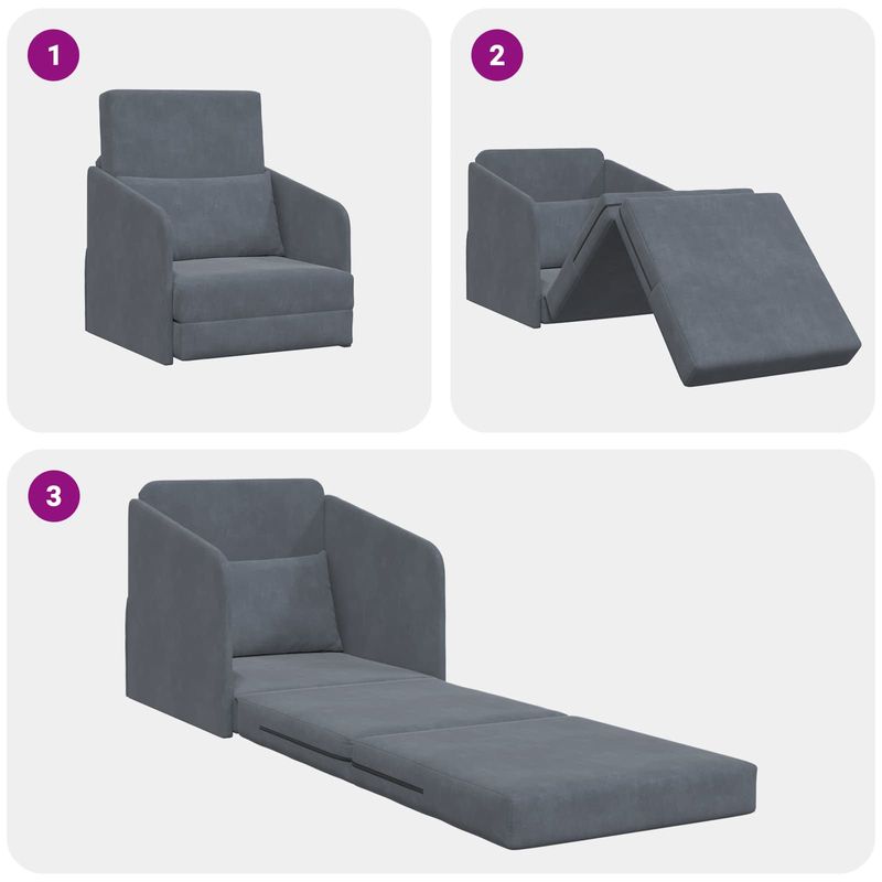 Casa si Gradina - Mobilier - Canapele si coltare - Canapele - Canapea Plianta cu Pat Gri inchis 65 x 80 x 83 cm Catifea - Infinity.ro