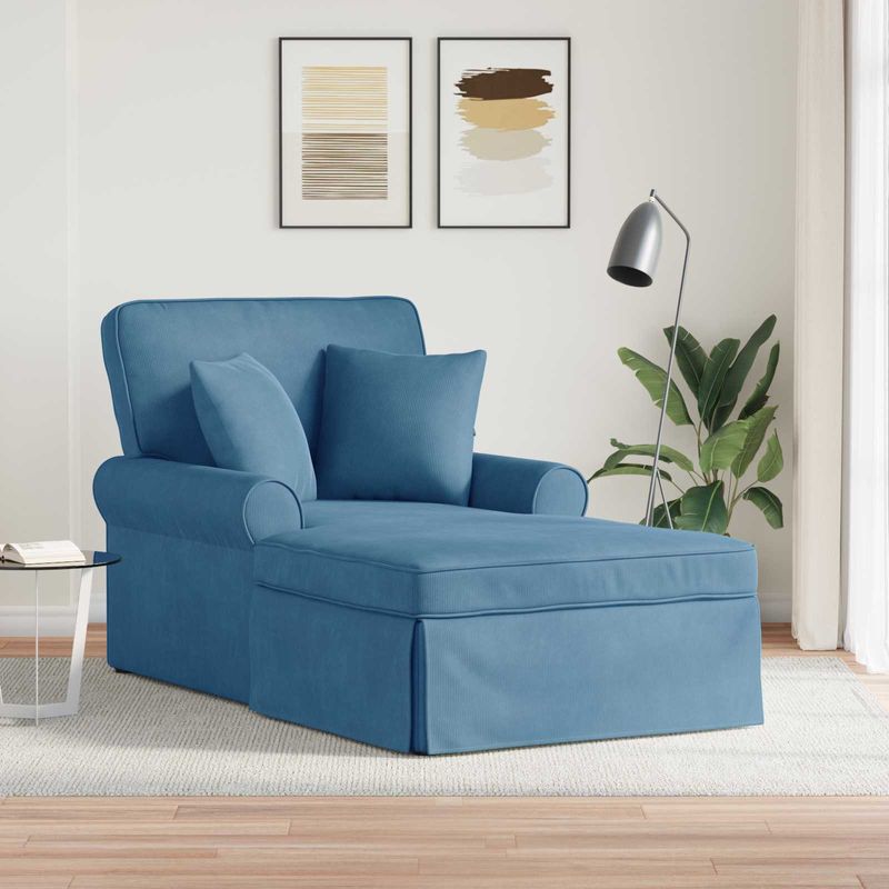 Casa si Gradina - Mobilier - Scaune si fotolii - Fotolii - Fotoliu cu fusta cu perna albastru 91 x 157 x 91 cm - Infinity.ro