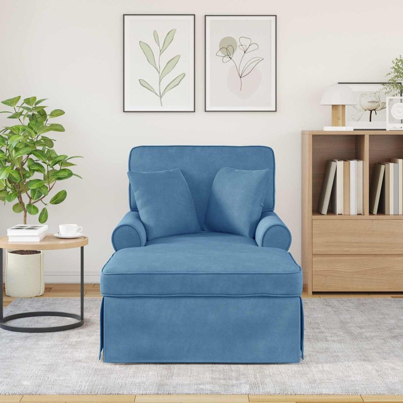 Casa si Gradina - Mobilier - Scaune si fotolii - Fotolii - Fotoliu cu fusta cu perna albastru 91 x 157 x 91 cm - Infinity.ro