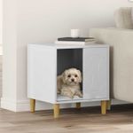 Petshop - Accesorii petshop - Culcusuri si custi - Custi interior si exterior - Casa pentru caini Alb Lucios 44 x 42 x 49 cm Lemn compozit - Infinity.ro
