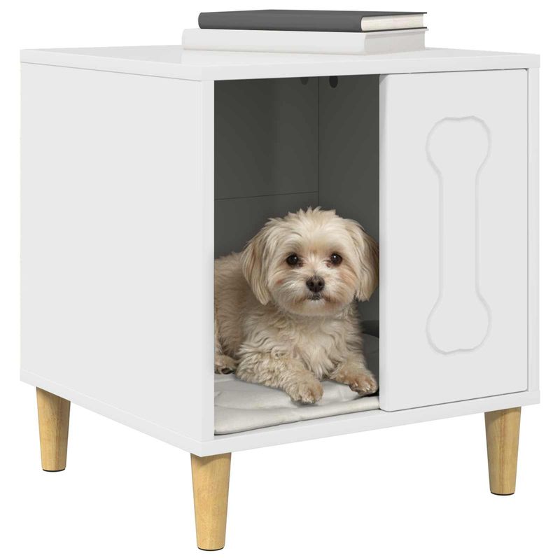 Petshop - Accesorii petshop - Culcusuri si custi - Custi interior si exterior - Casa pentru caini Alb Lucios 44 x 42 x 49 cm Lemn compozit - Infinity.ro