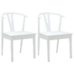 Casa si Gradina - Mobilier - Scaune si fotolii - Scaune - Scaun de sufragerie 2 pcs Alb si Alb Lemn Solid de Cauciuc - Infinity.ro