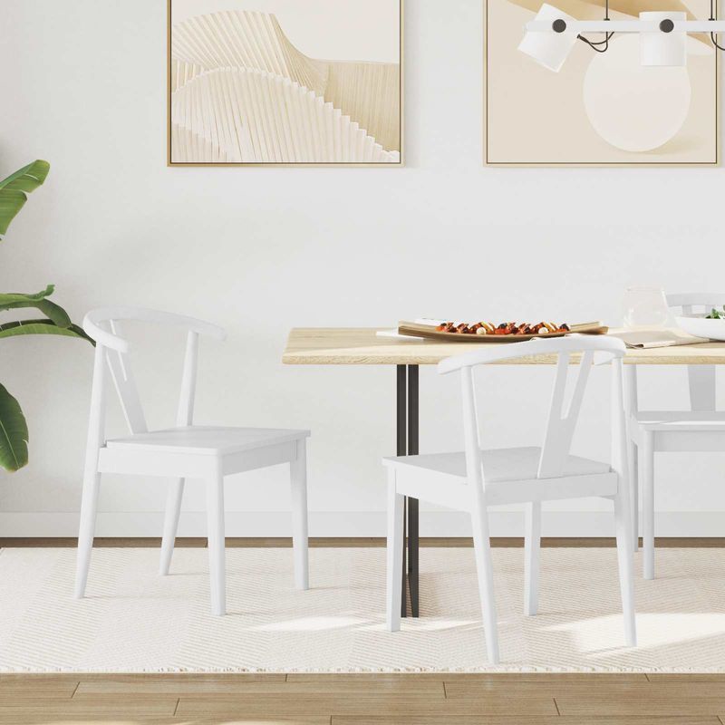 Casa si Gradina - Mobilier - Scaune si fotolii - Scaune - Scaun de sufragerie 2 pcs Alb si Alb Lemn Solid de Cauciuc - Infinity.ro
