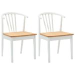 Casa si Gradina - Mobilier - Scaune si fotolii - Scaune - Scaun de sufragerie 2 pcs alb si natural Lemn de cauciuc solid - Infinity.ro