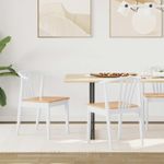 Casa si Gradina - Mobilier - Scaune si fotolii - Scaune - Scaun de sufragerie 2 pcs alb si natural Lemn de cauciuc solid - Infinity.ro