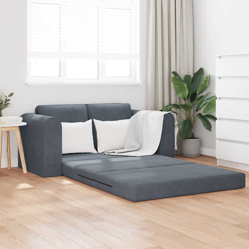 Casa si Gradina - Mobilier - Canapele si coltare - Canapele - Canapea Plianta cu Pat Gri inchis 148 x 71 x 83 cm Catifea - Infinity.ro