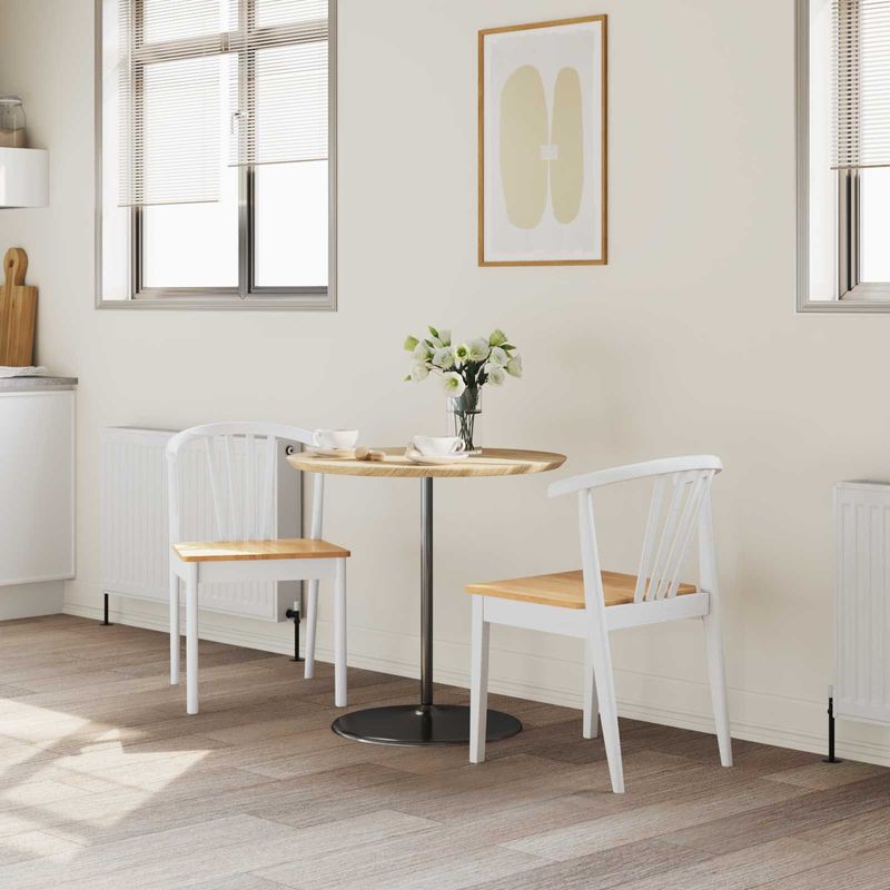 Casa si Gradina - Mobilier - Scaune si fotolii - Scaune - Scaun de sufragerie 2 pcs alb si natural Lemn de cauciuc solid - Infinity.ro