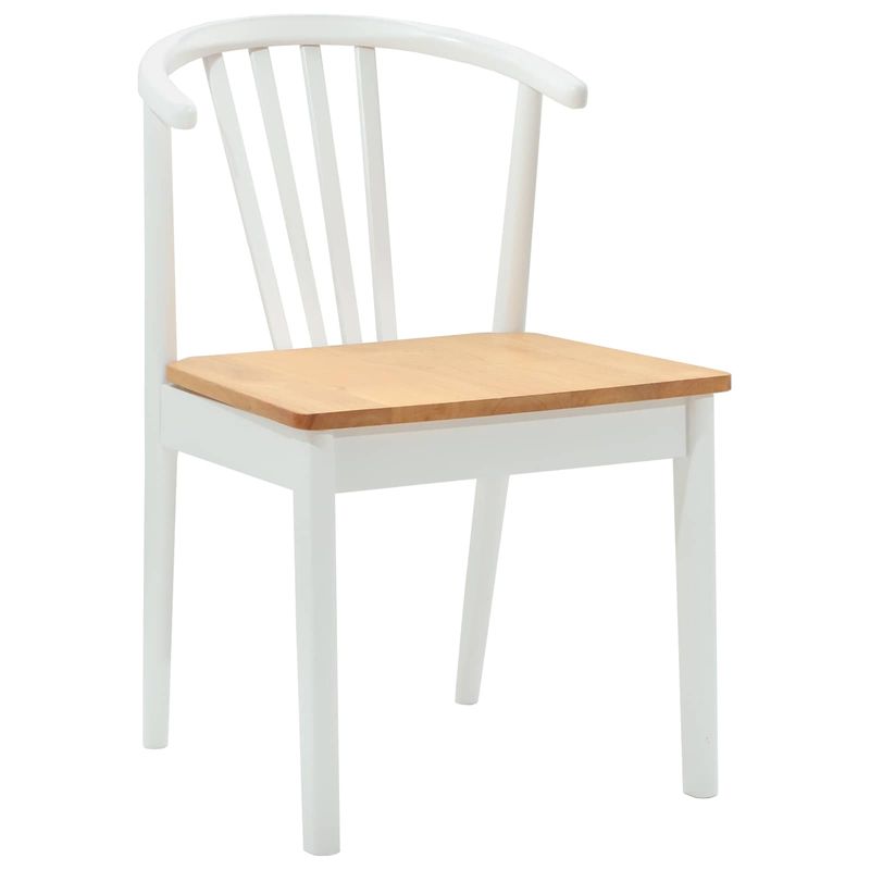 Casa si Gradina - Mobilier - Scaune si fotolii - Scaune - Scaun de sufragerie 2 pcs alb si natural Lemn de cauciuc solid - Infinity.ro