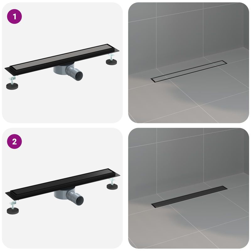 Casa si Gradina - Sanitare - Instalatii hidro - Tevi - Scurgere de dus 2 in 1 cu sifon 360° Negru 60 cm - Infinity.ro