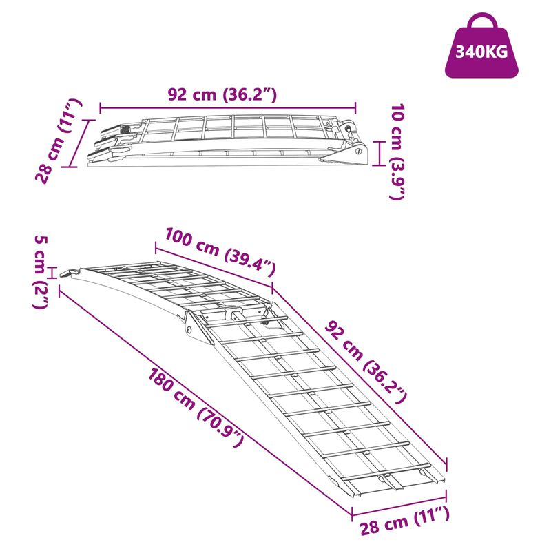 Auto si Moto - Remorci si platforme auto - Rampa de Incarcare Argintiu 178 x 29 x 14 cm Aluminiu - Infinity.ro