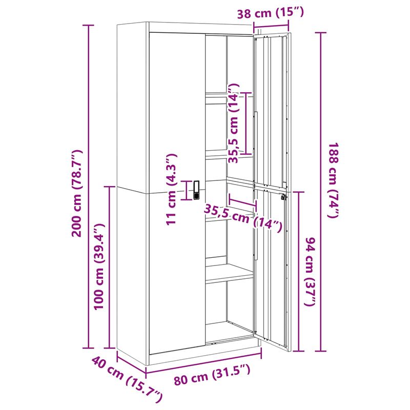 Casa si Gradina - Mobilier - Dulapuri si sifoniere - Dulapuri - Dulap de depozitare cu depozitare 2 pcs Negru 80 x 40 x 200 cm - Infinity.ro