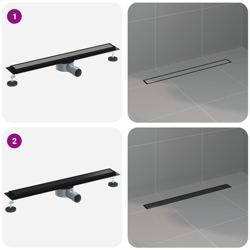 Casa si Gradina - Sanitare - Instalatii hidro - Tevi - Scurgere de dus 2 in 1 cu sifon 360° Negru 70 cm - Infinity.ro