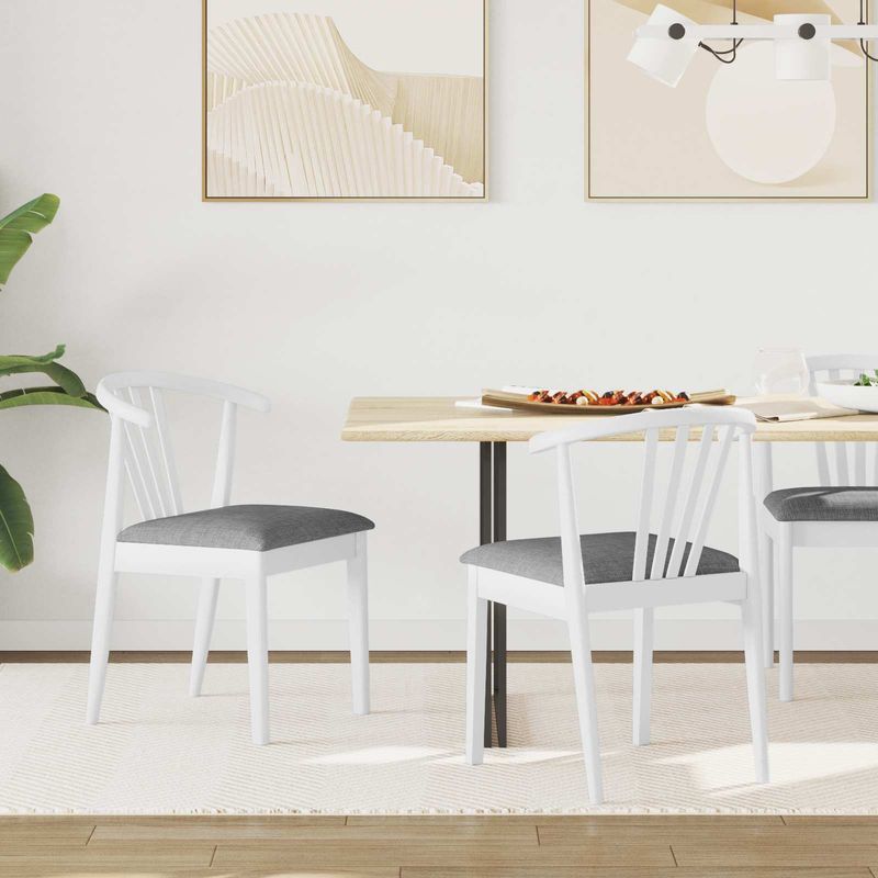 Casa si Gradina - Mobilier - Scaune si fotolii - Scaune - Scaun de sufragerie 2 pcs Alb si gri Lemn de cauciuc solid - Infinity.ro