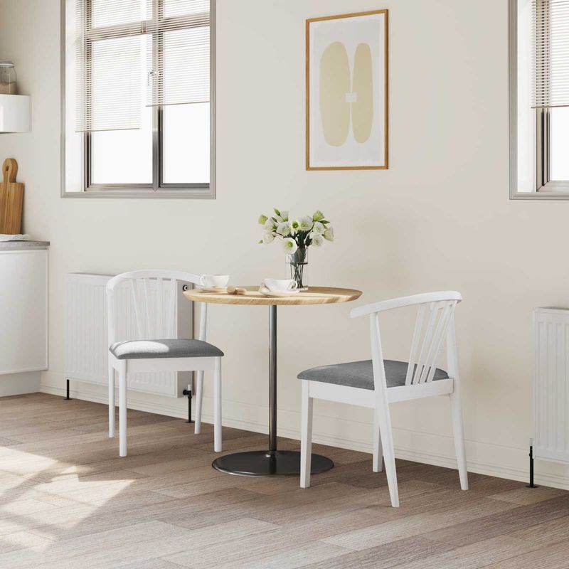 Casa si Gradina - Mobilier - Scaune si fotolii - Scaune - Scaun de sufragerie 2 pcs Alb si gri Lemn de cauciuc solid - Infinity.ro