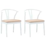 Casa si Gradina - Mobilier - Scaune si fotolii - Scaune - Scaun de sufragerie 2 pcs Alb si maro Lemn Solid de Cauciuc - Infinity.ro