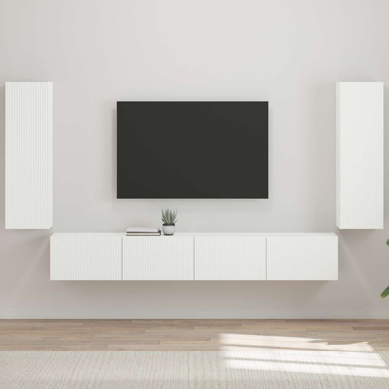 Casa si Gradina - Mobilier - Comode si corpuri - Comode - Pe perete 4 pcs Alb lucios - Infinity.ro